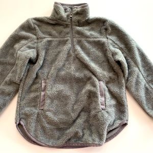Pink Lily Girl’s Gray Half Zip Pullover Faux Fleece Warm Jacket Pockets Small